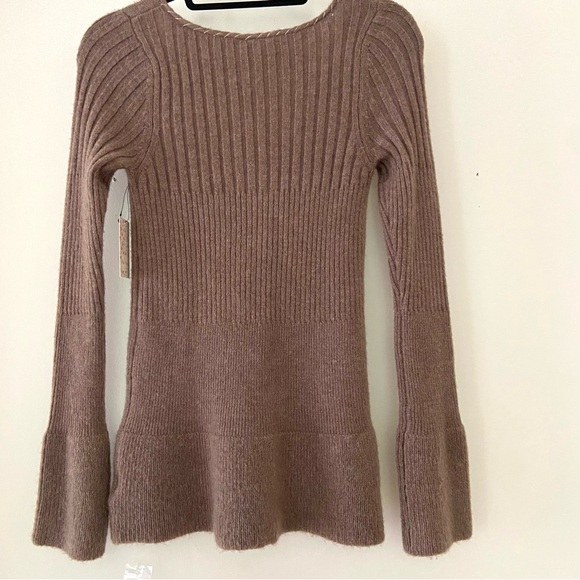 NWT Free People Sweater Brown Wool with Gold Shimmer Embellishment Size Large - Picture 8 of 13